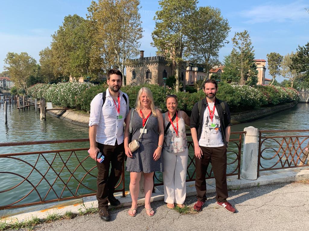 Photo: L-R: David Green, Danae Stanton Fraser, Ki Cater and Chris Bevan. Venice Film Festival, 2019.