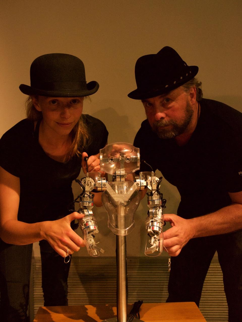 Photo: Lillian and William Todd Jones: Puppeteers with our custom Nao armature